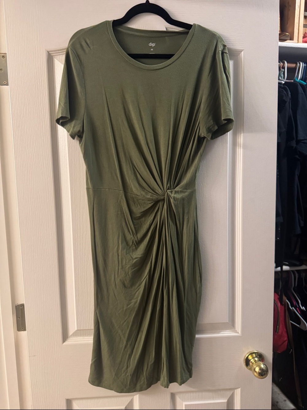 dip Olive Twist-Detail Midi Dress